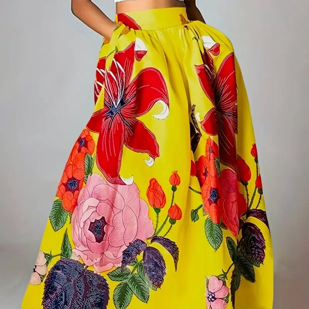Floral Yellow Maxi Skirt